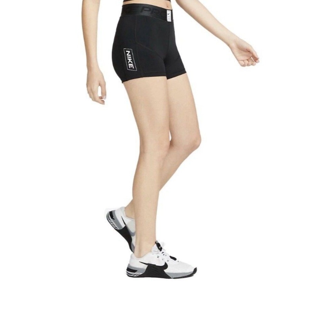 Nike Pro Black/Grey/White DQ5599-010 Women's Mid-Rise 3" Graphic Shorts Sz XL